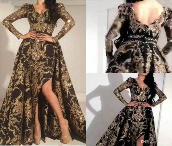 yousef aljasmi 2018 prom dresses with detachable overskirt v-neck glitter bling evening gowns split arabic dubai plus robe de soirée 2019, Black
yousef aljasmi 2018 prom dresses with detachable overskirt v-neck glitter bling evening gowns split arabic dubai plus robe de soirée 2019, Black