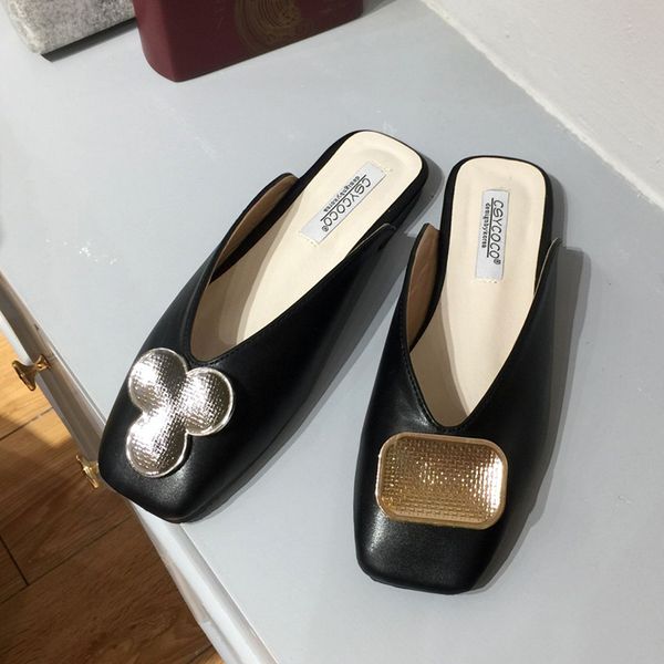 mules woman leather square toe slippers metal decoration flats slides fashion shallow slip on shoes black apricot zapatos mujer
mules woman leather square toe slippers metal decoration flats slides fashion shallow slip on shoes black apricot zapatos mujer