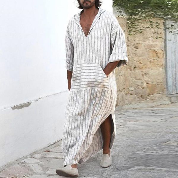 muslim style men shirts dress stripe kaftan loose long sleeve deep v-neck tee 5xl islamic arabe bathrobe lounge gown masculino, White;black
muslim style men shirts dress stripe kaftan loose long sleeve deep v-neck tee 5xl islamic arabe bathrobe lounge gown masculino, White;black