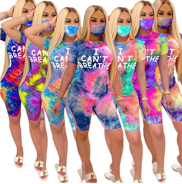 women tracksuit i can't breathe letters short sleeves t shirt + shorts + mask three piece suit outfits tie-dye gradient sports suit d62, White
women tracksuit i can't breathe letters short sleeves t shirt + shorts + mask three piece suit outfits tie-dye gradient sports suit d62, White