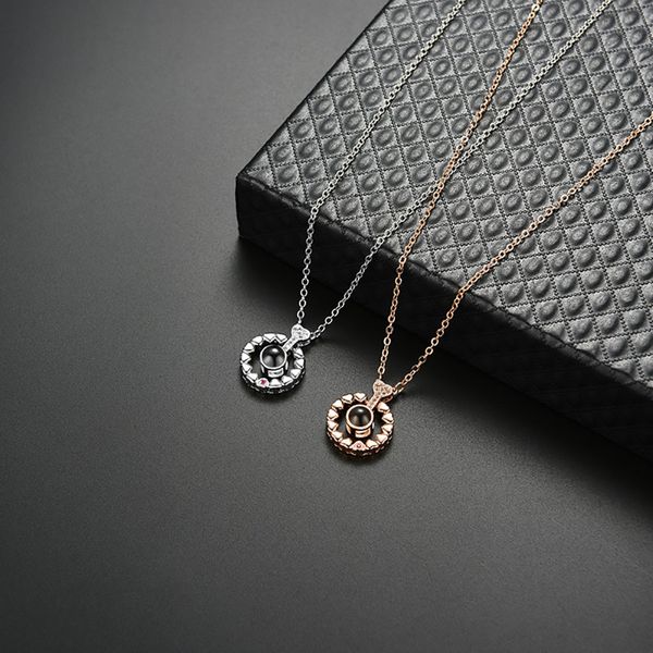 round connected heart necklace 100 loving language projection copper neck pendant couple jewelry gift, Silver
round connected heart necklace 100 loving language projection copper neck pendant couple jewelry gift, Silver