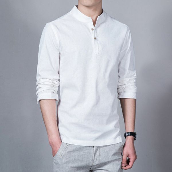 2019 fashion long sleeve men's shirts male casual linen shirt men brand plus size asian size camisas qt4013-m101, White;black
2019 fashion long sleeve men's shirts male casual linen shirt men brand plus size asian size camisas qt4013-m101, White;black