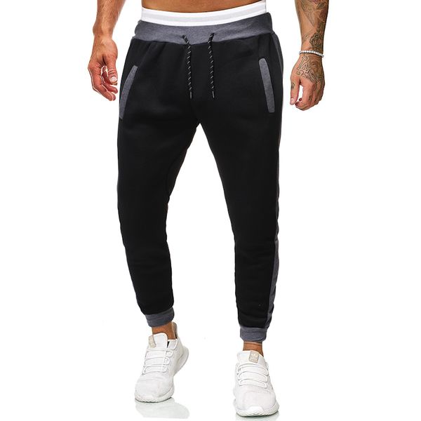 men's casual oversize elastic lace-up slacks sweatpants, Black