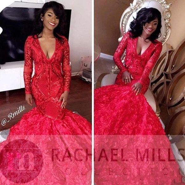 arabic dark red sequins lace prom dresses deep v neck 3d floral flowers mermaid long sleeves party sequined formal evening gowns wear, Black
arabic dark red sequins lace prom dresses deep v neck 3d floral flowers mermaid long sleeves party sequined formal evening gowns wear, Black