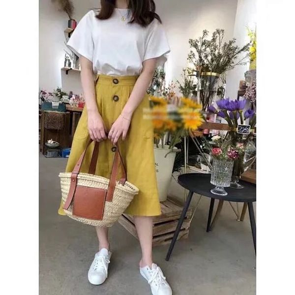 women skirt linen skirt natural material one piece, Black