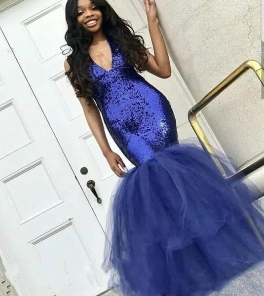 Sparky Sequined Prom Dresses Deep V Neck Evening Gowns Tulle Skirt African Mermaid Pageant Party Dresses Custom Made
Sparky Sequined Prom Dresses Deep V Neck Evening Gowns Tulle Skirt African Mermaid Pageant Party Dresses Custom Made