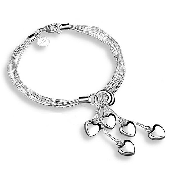 link, chain 1x charm fashion tai chi hanging 5 heart silver bracelet for women girls present, Black
link, chain 1x charm fashion tai chi hanging 5 heart silver bracelet for women girls present, Black