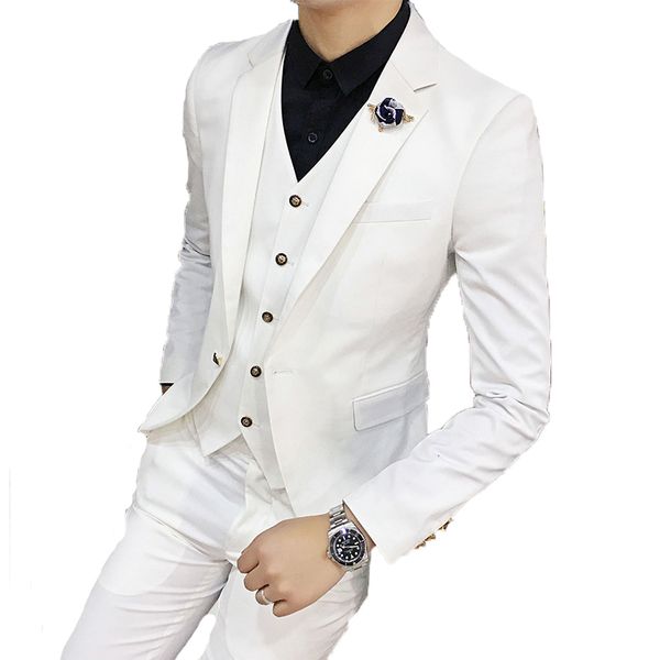 wedding suits for men white notched collar slim fit 3 pieces (jacket +vest+pants) custom made wedding groom prom tuxedos suits, White;black
wedding suits for men white notched collar slim fit 3 pieces (jacket +vest+pants) custom made wedding groom prom tuxedos suits, White;black
