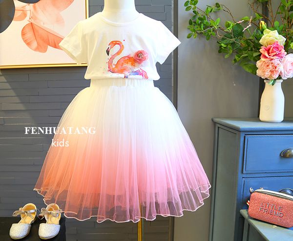 girls outfits flamingo short sleeve tshirt 2pcs clothing sets tees+gradation skirt suits designer clothes baby tracksuit kids boutique, White
girls outfits flamingo short sleeve tshirt 2pcs clothing sets tees+gradation skirt suits designer clothes baby tracksuit kids boutique, White