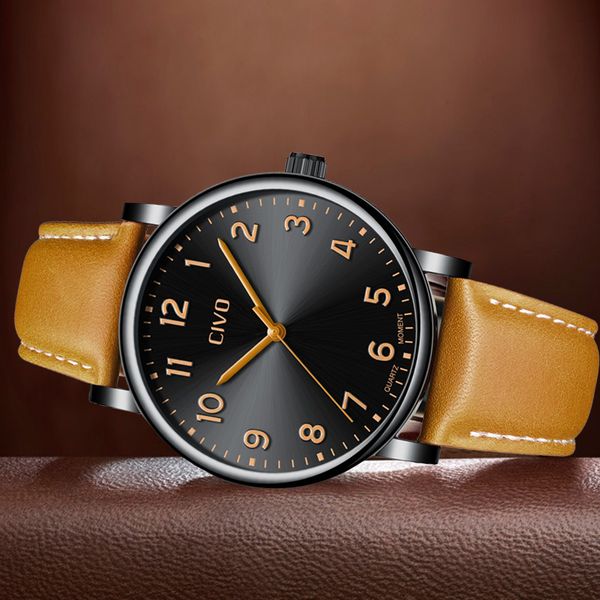 civo simple design waterproof analogue watches mens watches genuine leather strap quartz wrist watch clock reloj de hombre, Slivery;brown
civo simple design waterproof analogue watches mens watches genuine leather strap quartz wrist watch clock reloj de hombre, Slivery;brown