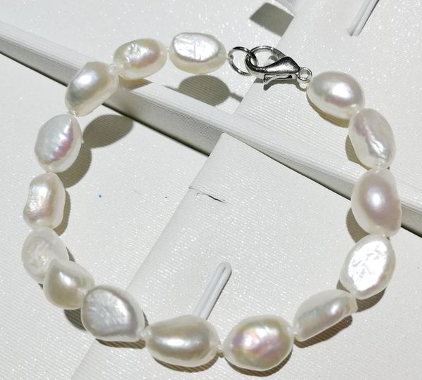 15cm 20cm 6inch 8inch woman pearl bracelet 10mm white baroque pearl natural freshwater, Black
