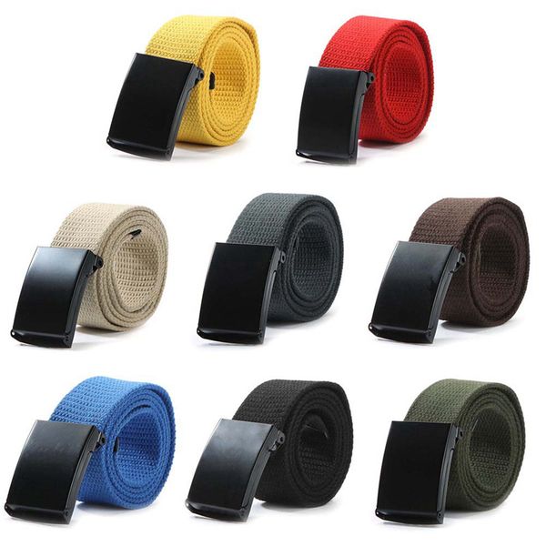 men woman casual solid color webbing canvas waist belt automatic buckle waistband equipment army belt practical, Black;brown
men woman casual solid color webbing canvas waist belt automatic buckle waistband equipment army belt practical, Black;brown
