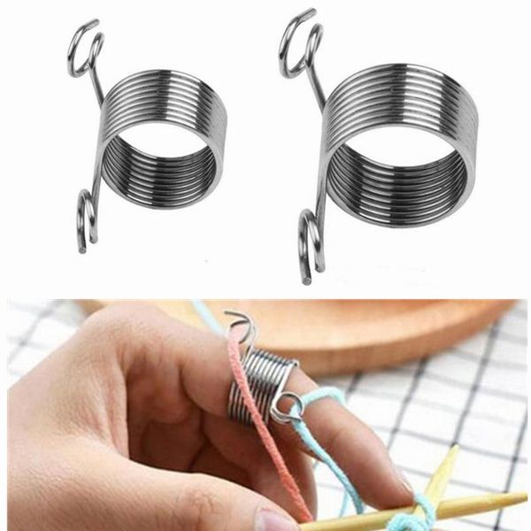 2 pcs ring type knitting tools finger wear thimble yarn spring guides stainless steel needle thimble sewing accessories 5bb5705, Black
2 pcs ring type knitting tools finger wear thimble yarn spring guides stainless steel needle thimble sewing accessories 5bb5705, Black