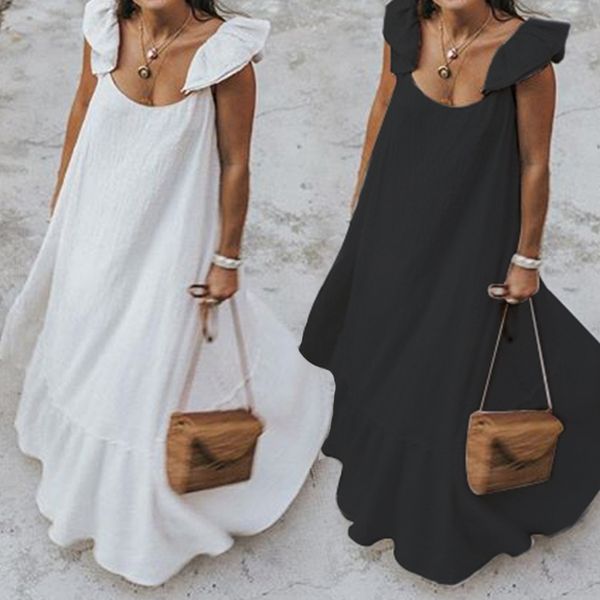 celmia 2020 summer ruffles sundress women bohemian solid maxi dress casual loose female sleeveless robe long vestidos plus size, Black;gray
celmia 2020 summer ruffles sundress women bohemian solid maxi dress casual loose female sleeveless robe long vestidos plus size, Black;gray