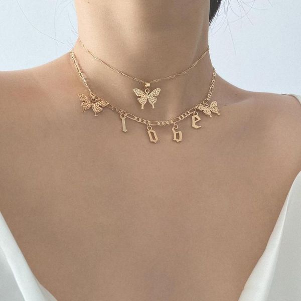 2020 new butterfly love letter choker necklace multi-layer chains necklaces for women girls fashion summer jewelry gifts, Golden;silver
2020 new butterfly love letter choker necklace multi-layer chains necklaces for women girls fashion summer jewelry gifts, Golden;silver