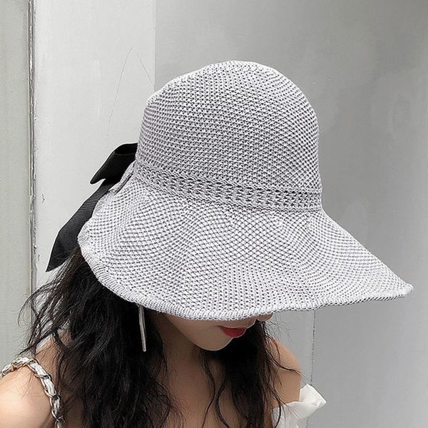 women casual shade hat summer sun hats foldable straw cap with bowknot female wide visor capsempty breathable beach hat, Blue;gray
women casual shade hat summer sun hats foldable straw cap with bowknot female wide visor capsempty breathable beach hat, Blue;gray