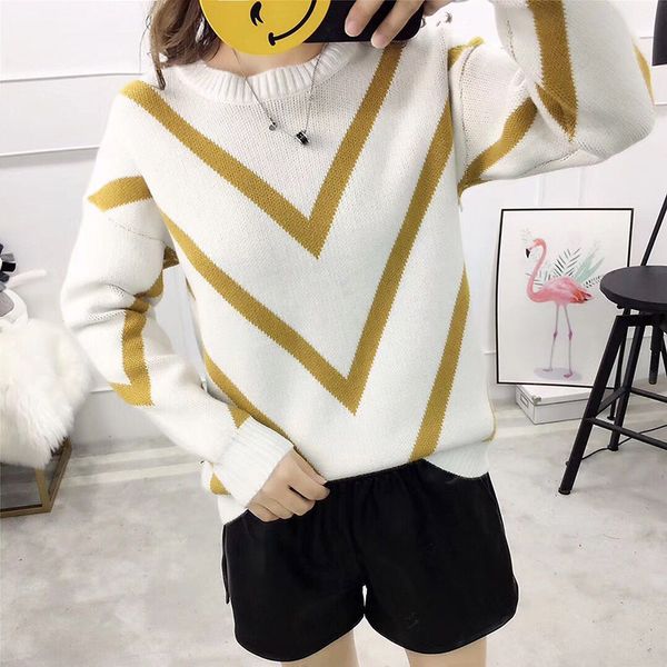 autumn winter loose padded long sleeve sweater women striped sweater plus size women winter clothes, White;black
autumn winter loose padded long sleeve sweater women striped sweater plus size women winter clothes, White;black