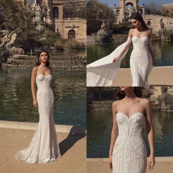 julie vino 2020 wedding dresses sweetheart backless lace appliques bridal gowns customized sweep train mermaid wedding dress, White
julie vino 2020 wedding dresses sweetheart backless lace appliques bridal gowns customized sweep train mermaid wedding dress, White