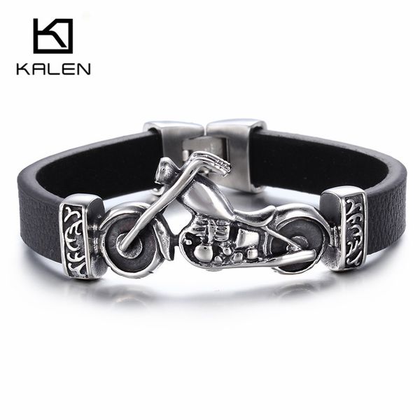 kalen new unique male jewelry stainless steel motorcycle charm bracelet rock punk durable leather bracelets cool gift, Golden;silver 
kalen new unique male jewelry stainless steel motorcycle charm bracelet rock punk durable leather bracelets cool gift, Golden;silver