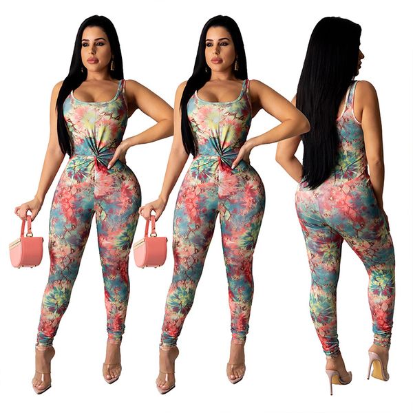 2020 european and american summer new red and blue tie-dye pleated tight vest jumpsuit length, Black;white
2020 european and american summer new red and blue tie-dye pleated tight vest jumpsuit length, Black;white