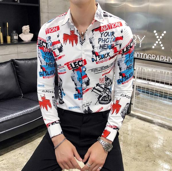 Spring New Men's Casual LETTER Printed Shirts Personality Long Sleeved Shirt Slim Male Tops
Spring New Men's Casual LETTER Printed Shirts Personality Long Sleeved Shirt Slim Male Tops
