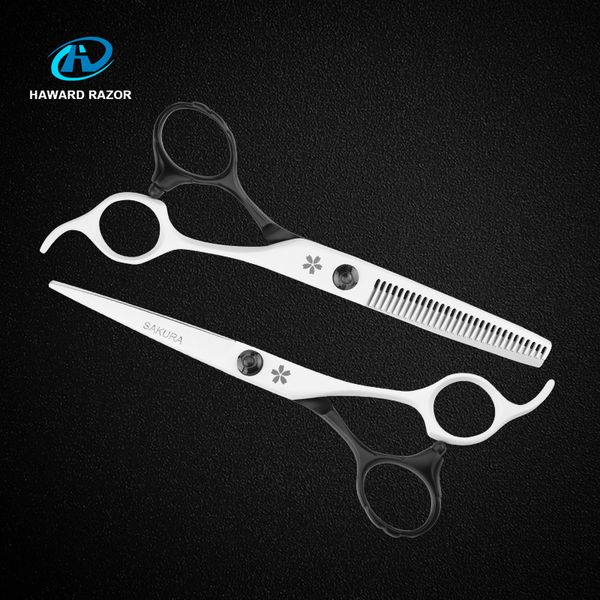 cherry blossoms 6 inch cutting and thinning scissor,salon hairdressing set,bladck and white 9cr13 stainless steel handle
cherry blossoms 6 inch cutting and thinning scissor,salon hairdressing set,bladck and white 9cr13 stainless steel handle