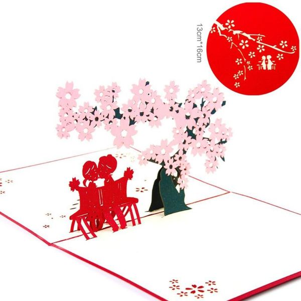 

cherry blossoms greeting cards 3d laser cut up cards handmade gifts for anniversaries valentine's day wedding