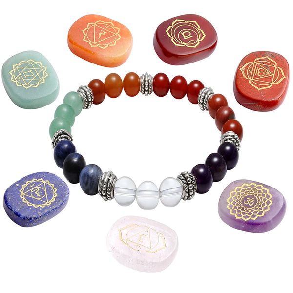 ayliss natural 7 chakras bracelet polished engraved stone reiki healing yoga balance holistic health care beads charms men women, Black
ayliss natural 7 chakras bracelet polished engraved stone reiki healing yoga balance holistic health care beads charms men women, Black