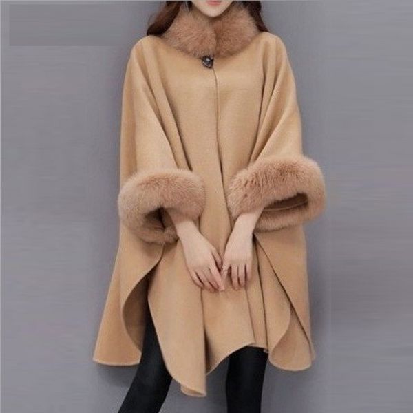 2019 women woole overcoat autumn winter new loose warm coat fashion cloak shawl camel black gray fur collar coat
2019 women woole overcoat autumn winter new loose warm coat fashion cloak shawl camel black gray fur collar coat
