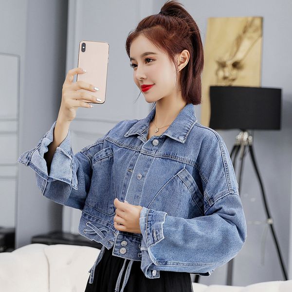denim jacket for women 2019 autumn vintage batwing sleeve cross lace up jeans jacket korean loose short denim coats outerwear, Black;brown
denim jacket for women 2019 autumn vintage batwing sleeve cross lace up jeans jacket korean loose short denim coats outerwear, Black;brown