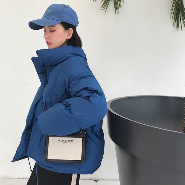 2019 korean version of the new large-size thick female down jacket cotton-padded jacket students stand collar short coat, Black
2019 korean version of the new large-size thick female down jacket cotton-padded jacket students stand collar short coat, Black