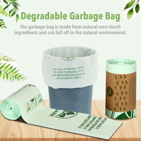 50pcs bio-degradable garbage bag liners 6/8/10l bags waste home kitchen household corn starch pla degradable garbage bag