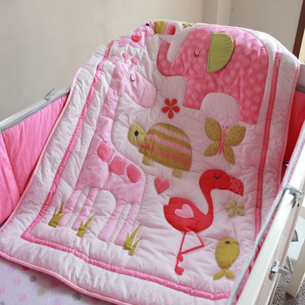 7pcs pink baby girls bedding set 100% cotton embroidery the home of flamingos baby crib bedding set quilt bedskirt quilt bumper
7pcs pink baby girls bedding set 100% cotton embroidery the home of flamingos baby crib bedding set quilt bedskirt quilt bumper