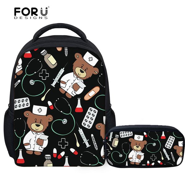 

forudesigns children's school bags cute nurse bear printing kids backpacks infant kindergarten students book satchel schoolbag