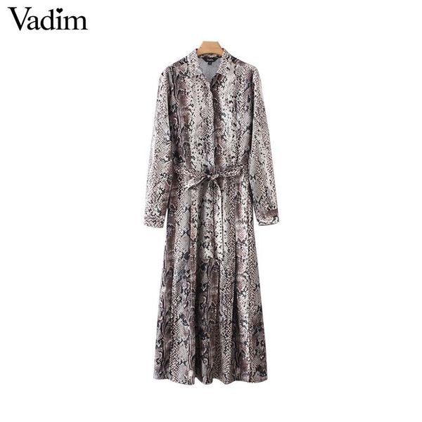vadim women chic snake print midi shirt dress animal pattern sashes long sleeve split female casual retro dresses vestido qa919, Black;gray
vadim women chic snake print midi shirt dress animal pattern sashes long sleeve split female casual retro dresses vestido qa919, Black;gray