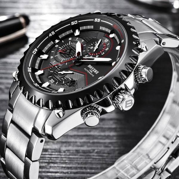 boyzhe automatic watch men brand stainless steel water resistant mechanical watches mens sport chronograph relogio masculino, Slivery;brown
boyzhe automatic watch men brand stainless steel water resistant mechanical watches mens sport chronograph relogio masculino, Slivery;brown