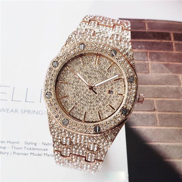 womens shining diamond watch mens luxury watches iced out men quartz movement royal oak party wristwatches orologi di lusso reloj de lujo, Slivery;brown
womens shining diamond watch mens luxury watches iced out men quartz movement royal oak party wristwatches orologi di lusso reloj de lujo, Slivery;brown