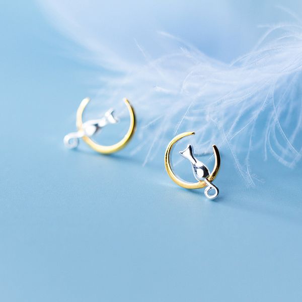 s925 standard silver stud earrings women's japanese and south korean style simple hipster cute moon cat fashion earrings jewelry, Golden;silver
s925 standard silver stud earrings women's japanese and south korean style simple hipster cute moon cat fashion earrings jewelry, Golden;silver