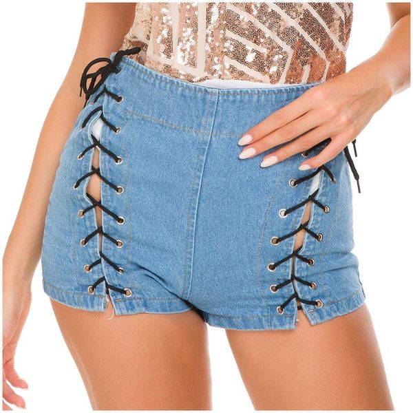 women's jeans summer women denim shorts 2021 blue high waist short femme beach bottom lace up bandage pants#0406g30
women's jeans summer women denim shorts 2021 blue high waist short femme beach bottom lace up bandage pants#0406g30