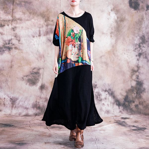 johnature women patchwork print floral dresses 2020 spring new black red o-neck long sleeve vintage women cloths loose dresses, Black;gray
johnature women patchwork print floral dresses 2020 spring new black red o-neck long sleeve vintage women cloths loose dresses, Black;gray