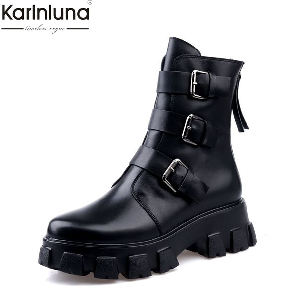 women's 2020 brand design genuine leather motorcycles boots women chunky heels ankle boots buckles woman shoes, Black
women's 2020 brand design genuine leather motorcycles boots women chunky heels ankle boots buckles woman shoes, Black