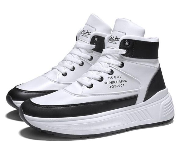 new men for breathable tide shoes thick soles height students fitness flat casual shoes, Black