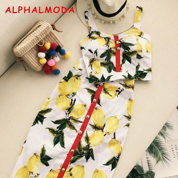 alphalmoda summer women fashion skirt set pineapple printed tank high waist step skirt female holidays suits, White
alphalmoda summer women fashion skirt set pineapple printed tank high waist step skirt female holidays suits, White