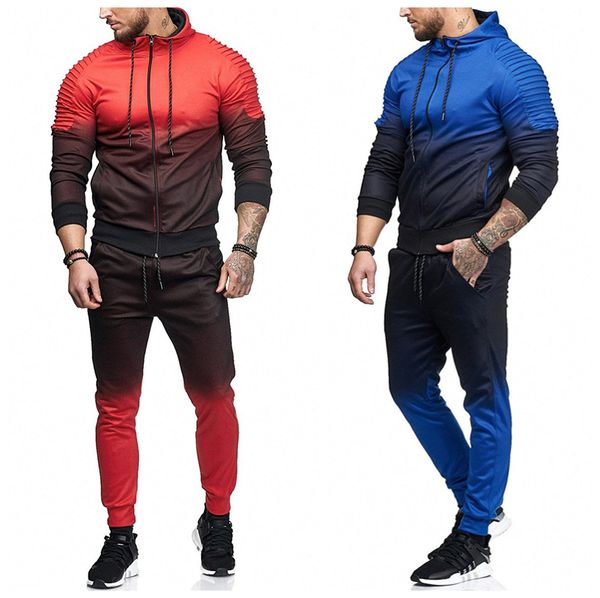 men's tracksuit sportwear fashion 2 pieces suit men zipper hooded sweatshirt +sweatpants moleton masculino gradient ramp sets, Gray
men's tracksuit sportwear fashion 2 pieces suit men zipper hooded sweatshirt +sweatpants moleton masculino gradient ramp sets, Gray