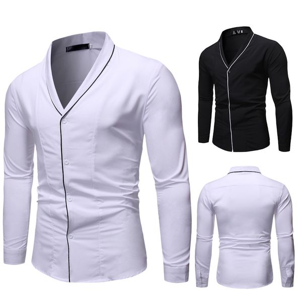 men's casual shirt slim fit men's casual button down shirt long sleeve formal dress shirts men male clothing, White;black
men's casual shirt slim fit men's casual button down shirt long sleeve formal dress shirts men male clothing, White;black