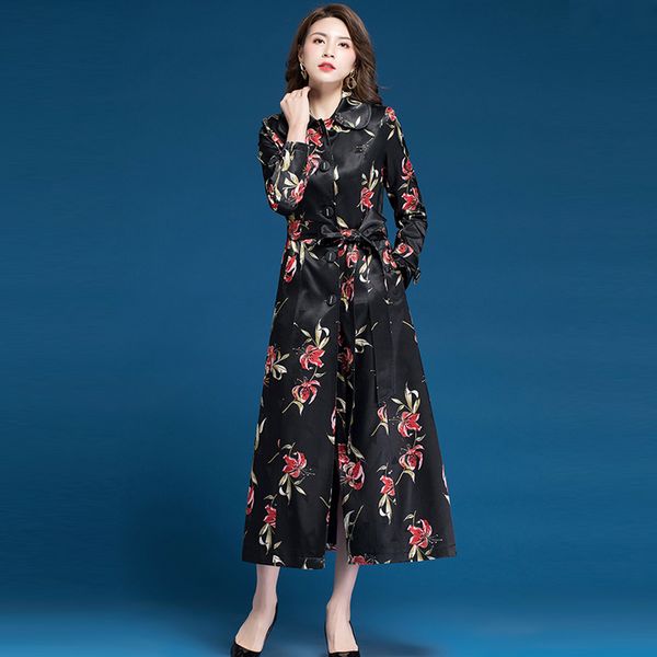 2019 spring fall fashion women print floral pattern black long trench coat , autumn female sash overcoat , womens windbreaker, Tan;black
2019 spring fall fashion women print floral pattern black long trench coat , autumn female sash overcoat , womens windbreaker, Tan;black