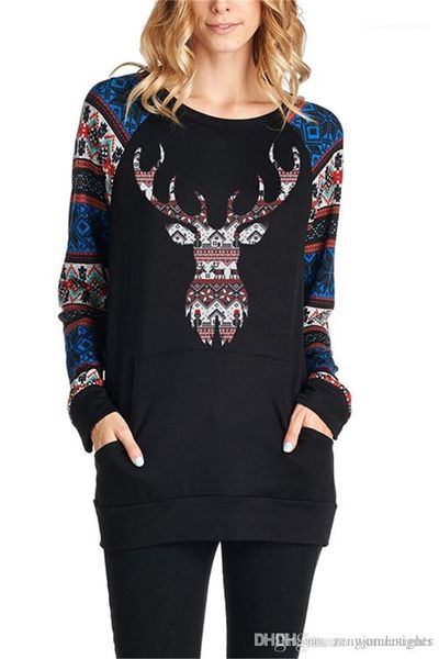 crew neck female clothing festival style casual apparel womens deer print desinger tshirts christmas styel long sleeve, White
crew neck female clothing festival style casual apparel womens deer print desinger tshirts christmas styel long sleeve, White