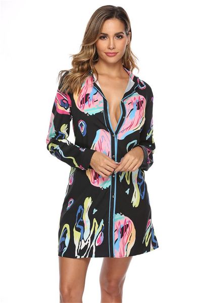 womens spring printed shirt dresses fashion lapel neck short sleeve dress ladies dresses with button, Black;gray
womens spring printed shirt dresses fashion lapel neck short sleeve dress ladies dresses with button, Black;gray
