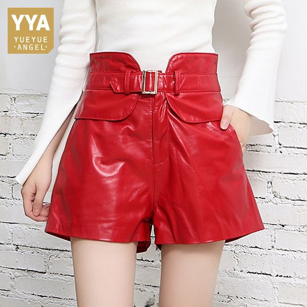 high waist genuine leather shorts femme design slim sheepskin wide leg short pants 2019 new street red black ladies shorts, White;black
high waist genuine leather shorts femme design slim sheepskin wide leg short pants 2019 new street red black ladies shorts, White;black