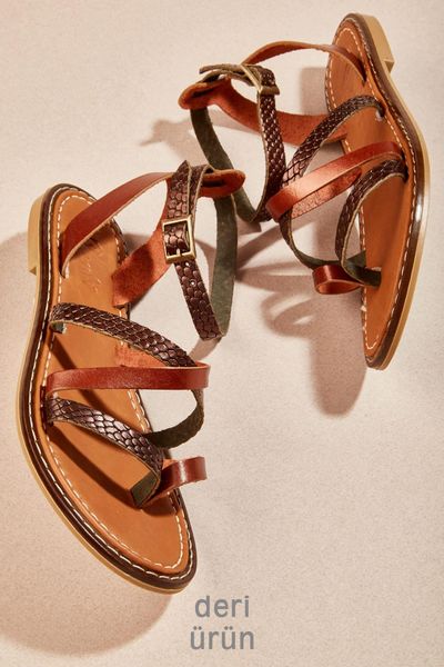 bambi genuine leather copper female sandals h0602809507, Black